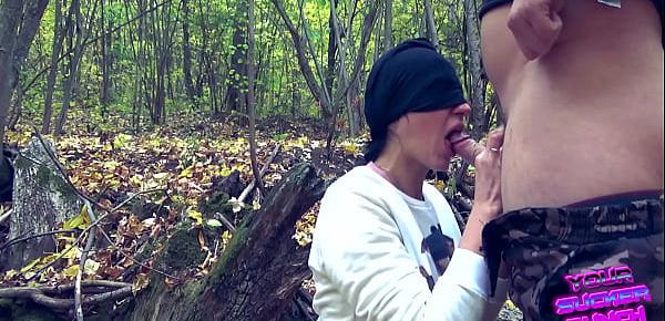  Dirtbike slut worships my cock in the woods!